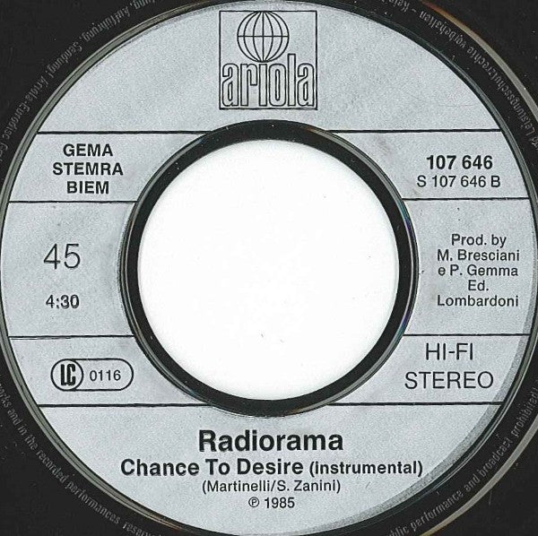Radiorama : Chance To Desire (7", Single)