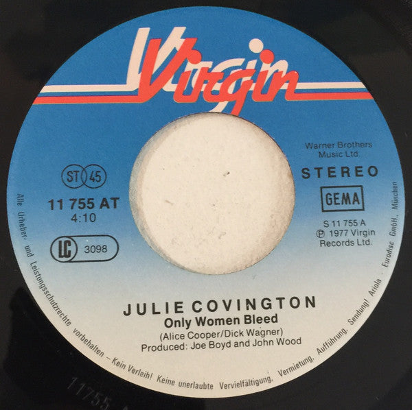 Julie Covington : Only Women Bleed (7", Single)