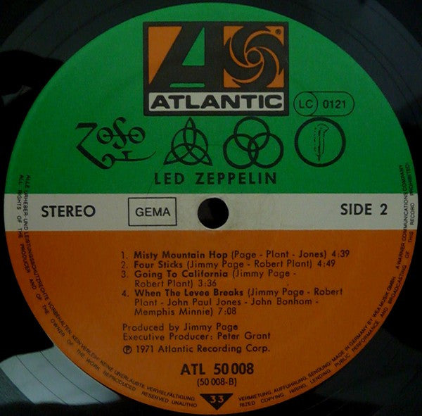 Led Zeppelin : Untitled (LP, Album, RE, Gat)