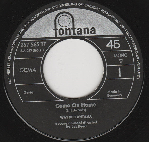 Wayne Fontana : Come On Home (7", Single, Mono)