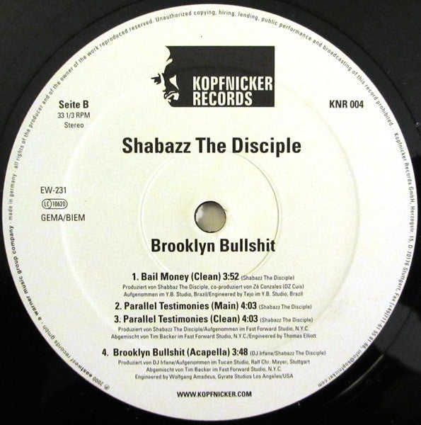 Shabazz The Disciple : Brooklyn Bullshit (12")