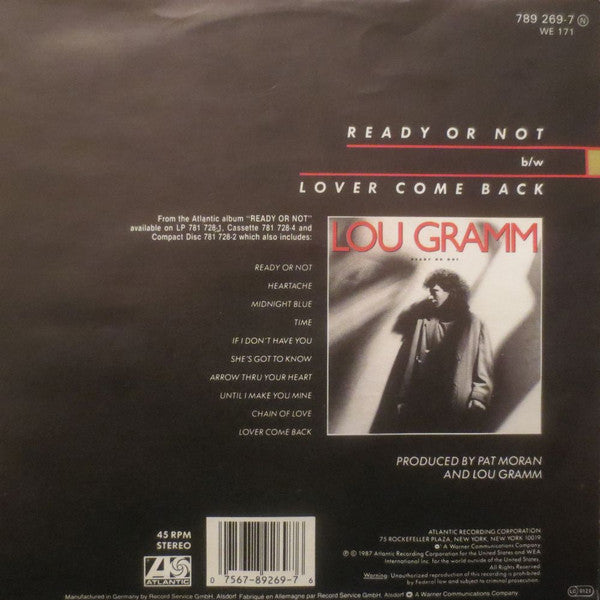 Lou Gramm : Ready Or Not (7", Single)