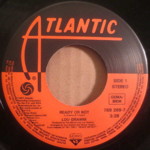 Lou Gramm : Ready Or Not (7", Single)