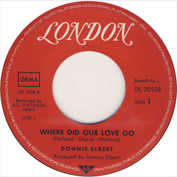 Donnie Elbert : Where Did Our Love Go (7", Single)