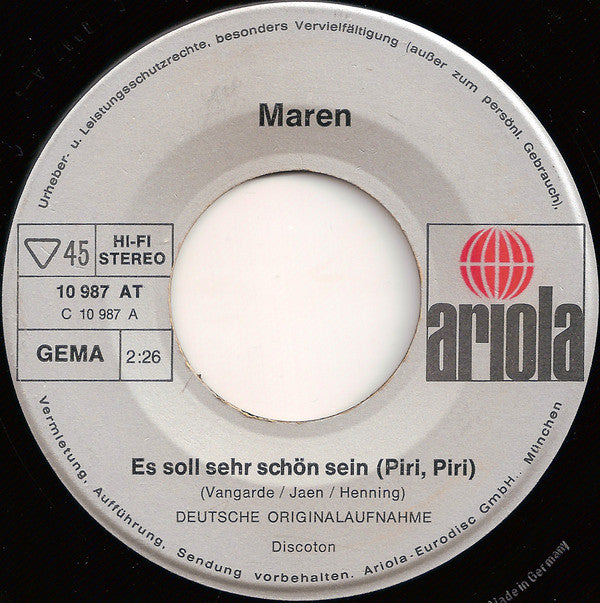 Maren (5) : Es Soll Sehr Schön Sein >Piri, Piri< (7", Single)