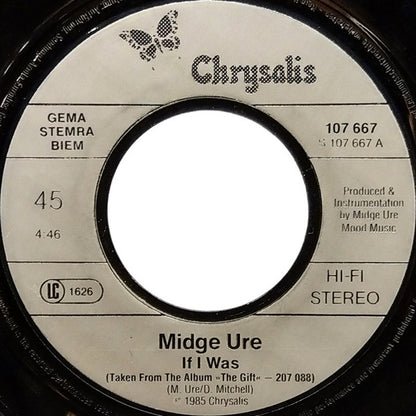 Midge Ure : If I Was (7", Single)