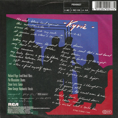 Mr. Mister : Kyrie (7", Single)