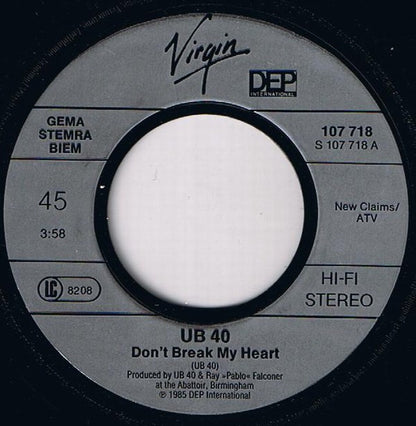 UB40 : Don't Break My Heart (7", Single)