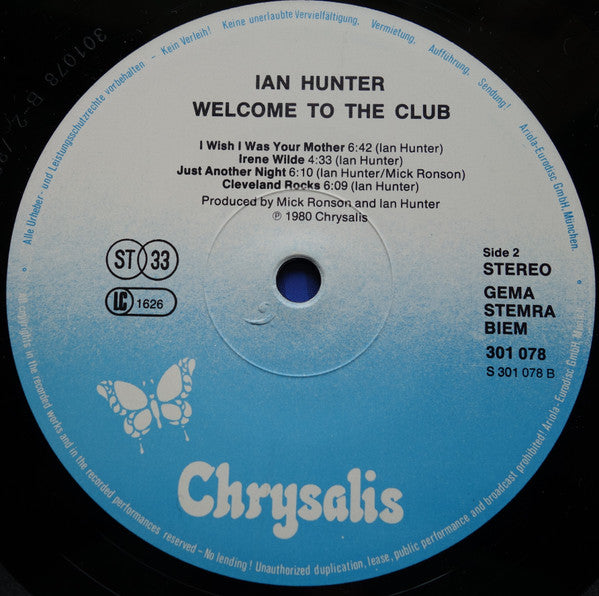 Ian Hunter : Welcome To The Club - Live (2xLP, Album, RE)