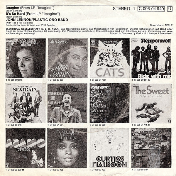 John Lennon / Plastic Ono Band* With The Flux Fiddlers : Imagine (7", Single)