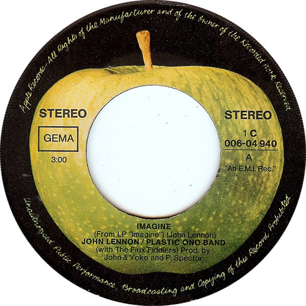 John Lennon / Plastic Ono Band* With The Flux Fiddlers : Imagine (7", Single)