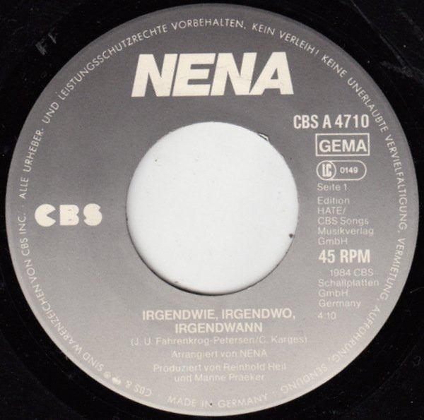 Nena : Irgendwie · Irgendwo · Irgendwann (7", Single)