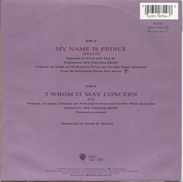 Prince And The New Power Generation : My Name Is Prince (7", Single, Lar)