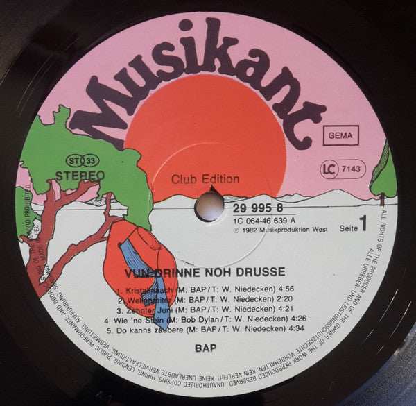 BAP : Vun Drinne Noh Drusse (LP, Album, Club)