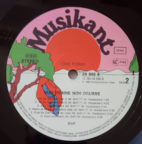 BAP : Vun Drinne Noh Drusse (LP, Album, Club)