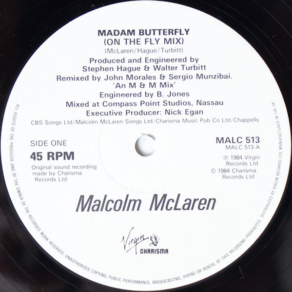 Malcolm McLaren : Madam Butterfly (On The Fly Mix) (12", Single)