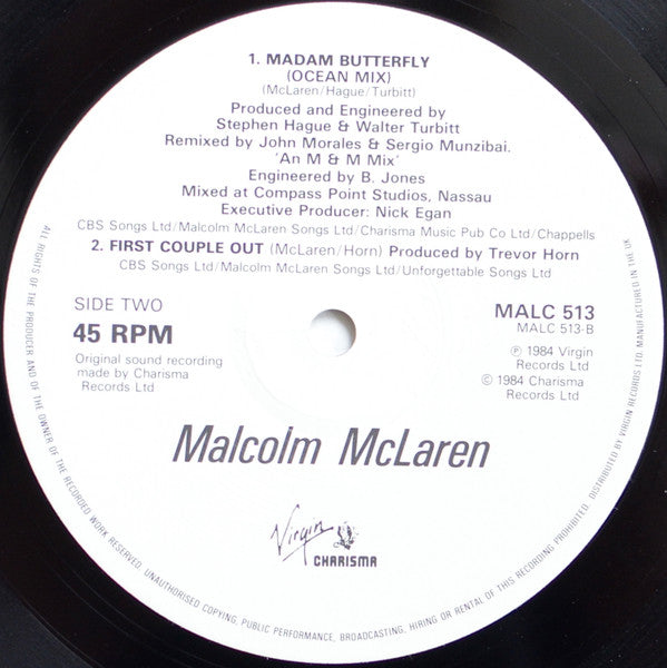 Malcolm McLaren : Madam Butterfly (On The Fly Mix) (12", Single)