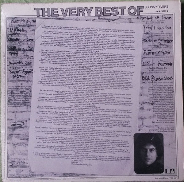 Johnny Rivers : The Very Best Of Johnny Rivers (LP, Comp, RE)