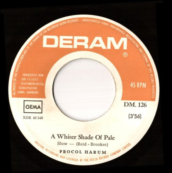 Procol Harum : A Whiter Shade Of Pale (7", Single)