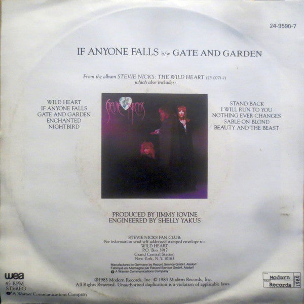 Stevie Nicks : If Anyone Falls (7", Single)