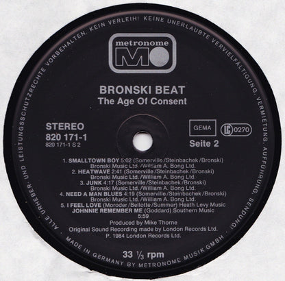 Bronski Beat : The Age Of Consent (LP, Album)