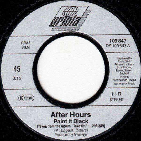After Hours (5) : Paint It Black (7", Single)