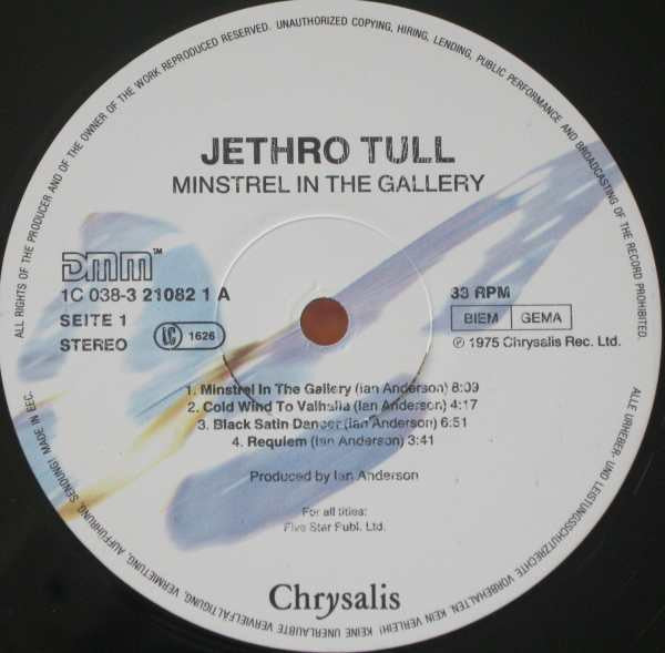 Jethro Tull : Minstrel In The Gallery (LP, Album, RE)