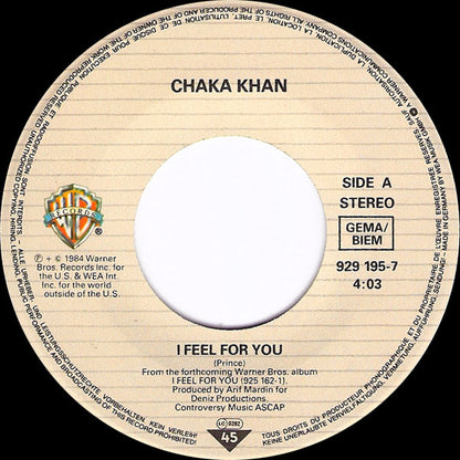 Chaka Khan : I Feel For You (7", Single)
