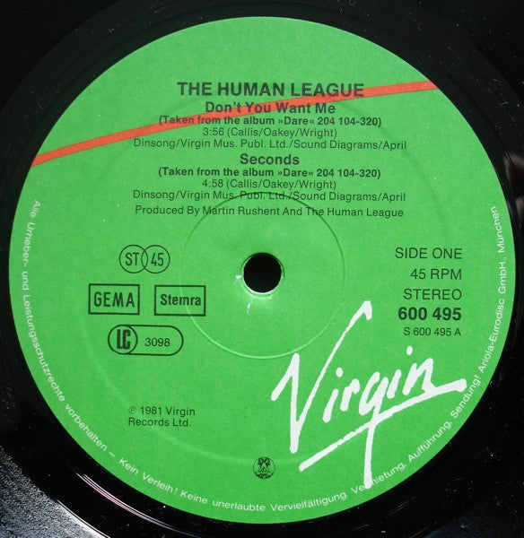 The Human League : Don't You Want Me • Seconds • Do Or Die (12", Single)