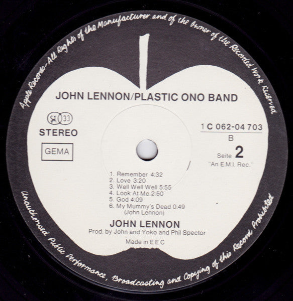 John Lennon / Plastic Ono Band* : John Lennon / Plastic Ono Band (LP, Album, RE)