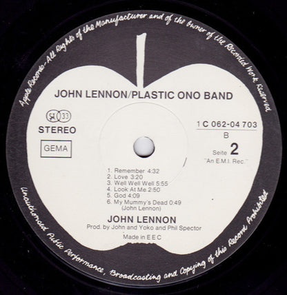 John Lennon / Plastic Ono Band* : John Lennon / Plastic Ono Band (LP, Album, RE)