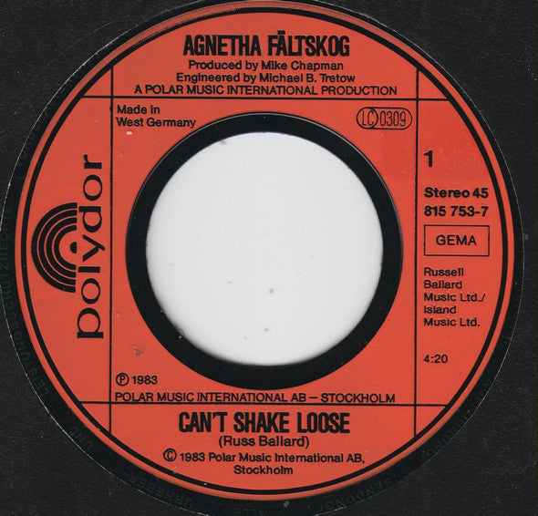 Agnetha Fältskog : Can't Shake Loose / To Love (7", Single)