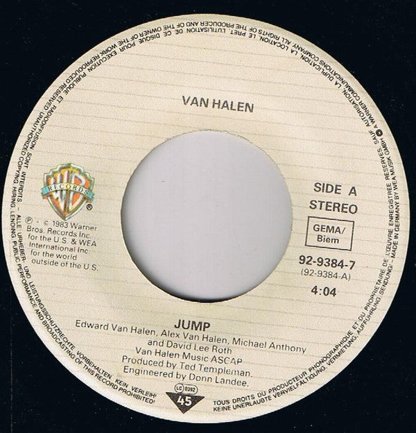Van Halen : Jump! (7", Single)