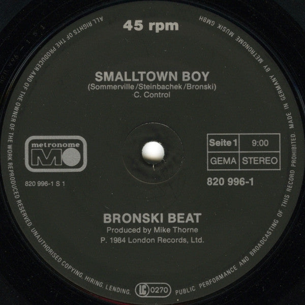 Bronski Beat : Smalltown Boy (12", Maxi)