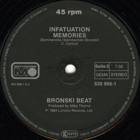 Bronski Beat : Smalltown Boy (12", Maxi)