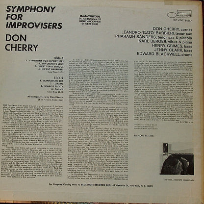 Don Cherry : Symphony For Improvisers (LP, Album, RP)