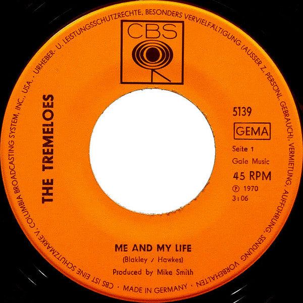 The Tremeloes : Me And My Life (7", Single, Mono)