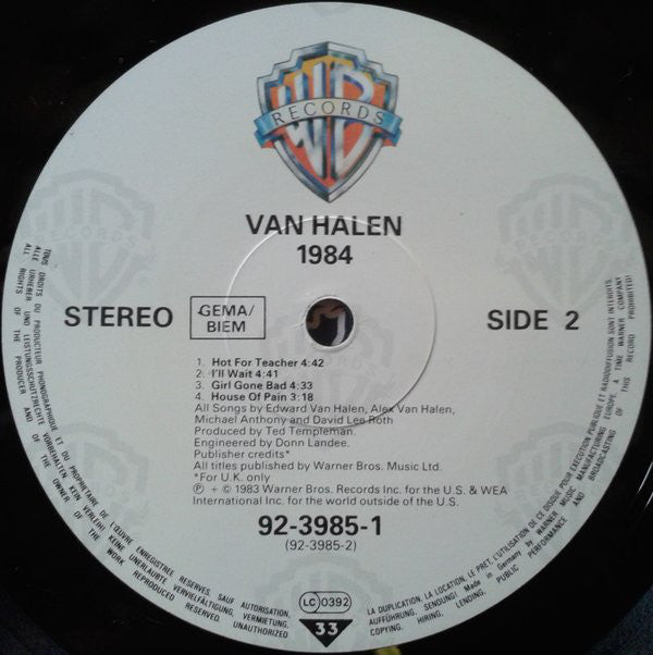 Van Halen : 1984 (LP, Album, RE)