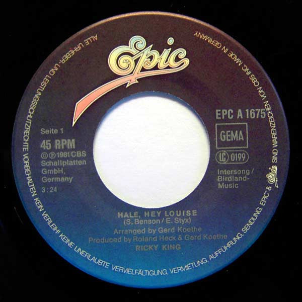 Ricky King : Halé, Hey Louise (7", Single)