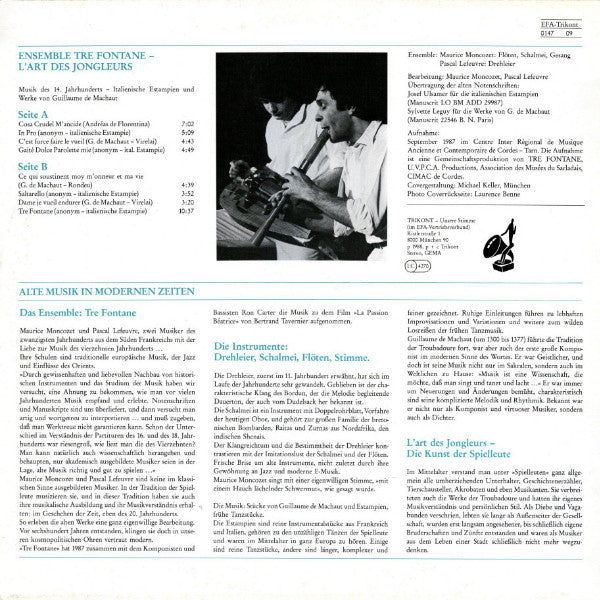 Ensemble Tre Fontane : L'Art Des Jongleurs (LP, Album)