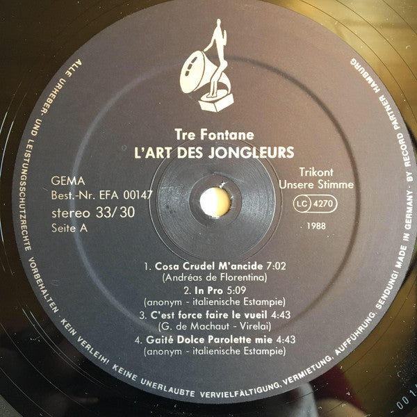Ensemble Tre Fontane : L'Art Des Jongleurs (LP, Album)