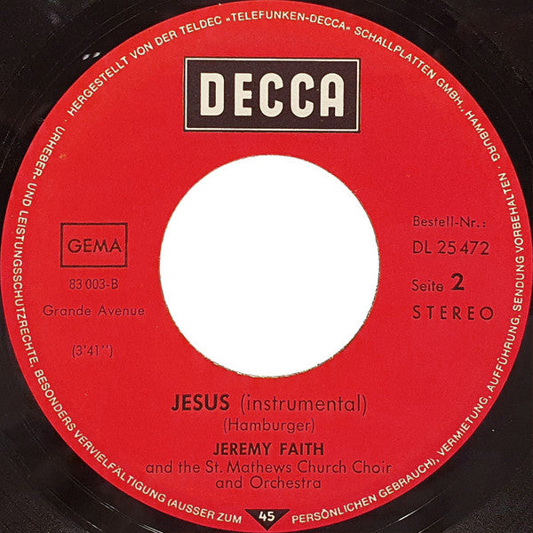 Jeremy Faith And The St Mathews Church Choir And Orchestra* : Jesus (7", Single)