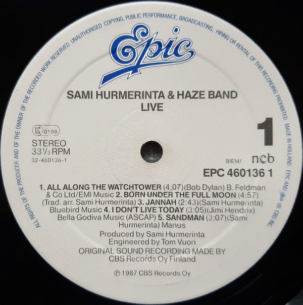 Sami Hurmerinta : Haze Band Live (LP, Album)