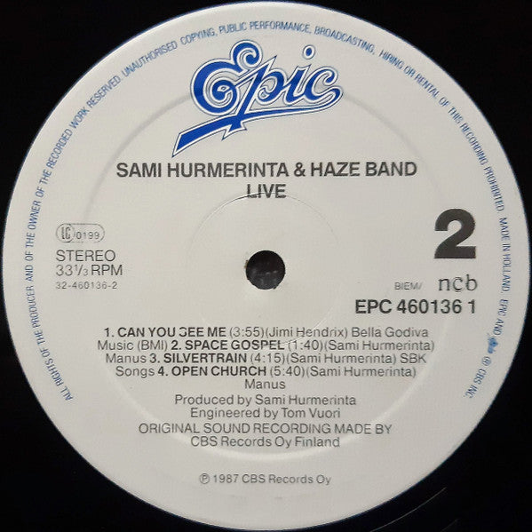 Sami Hurmerinta : Haze Band Live (LP, Album)