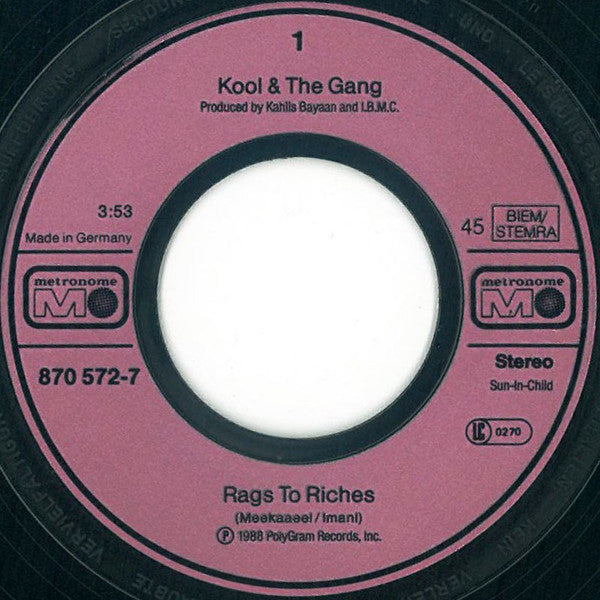 Kool & The Gang : Rags To Riches (7", Single)