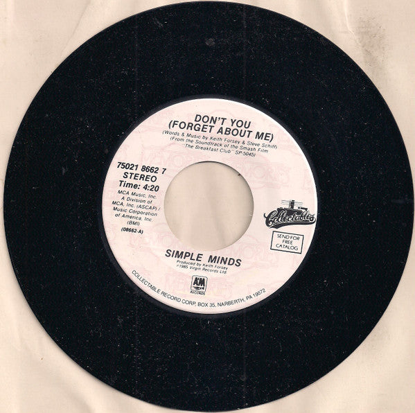 Simple Minds : Don't You (Forget About Me) / Alive And Kicking (7", Single)