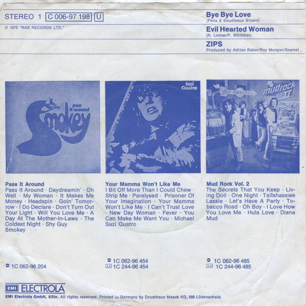 Zips : Bye Bye Love (7", Single)