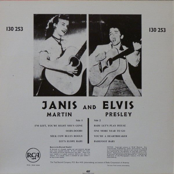 Janis* And Elvis* : Janis And Elvis (10", Comp, RE)