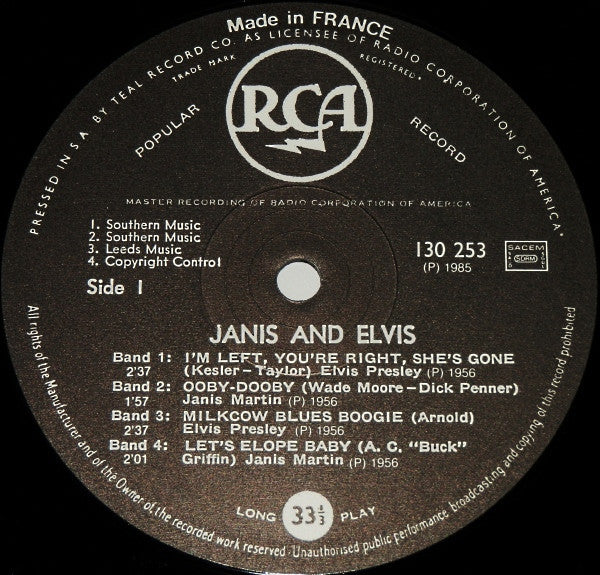 Janis* And Elvis* : Janis And Elvis (10", Comp, RE)