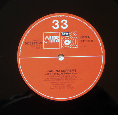 John Handy / Ali Akbar Khan : Karuna Supreme (LP, Album, Gat)